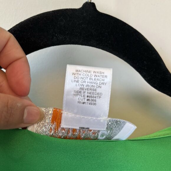 Renee Collection Satin Cowl Neck Blouse 3/4 Dolman Sleeve Green Size Small $148 - Picture 12 of 13